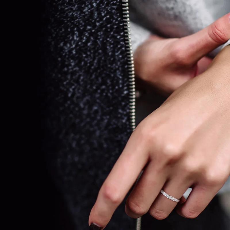 Three-Stone Moissanite Stacking Ring in Sterling Silver &#40;2/5 ct. dew&#41; – Image 5 of 5