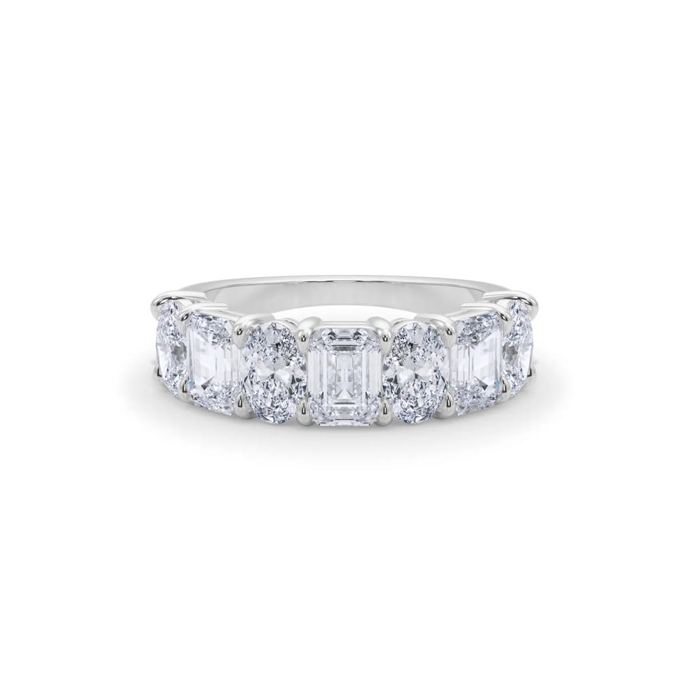 Lab Grown Diamond Oval and Emerald-Cut Alternating Anniversary Band in 14K White Gold (3 ct. tw.) – Image 1 of 5