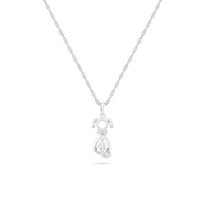 Lab-Created Gemstone Dog Pendant Necklace in Sterling Silver