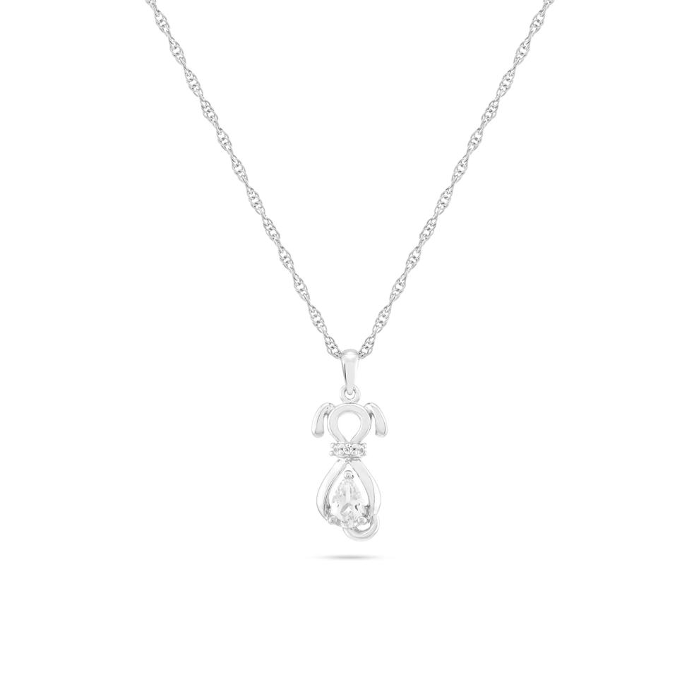 Lab-Created White Sapphire Dog Pendant Necklace in Sterling Silver – Image 1 of 4