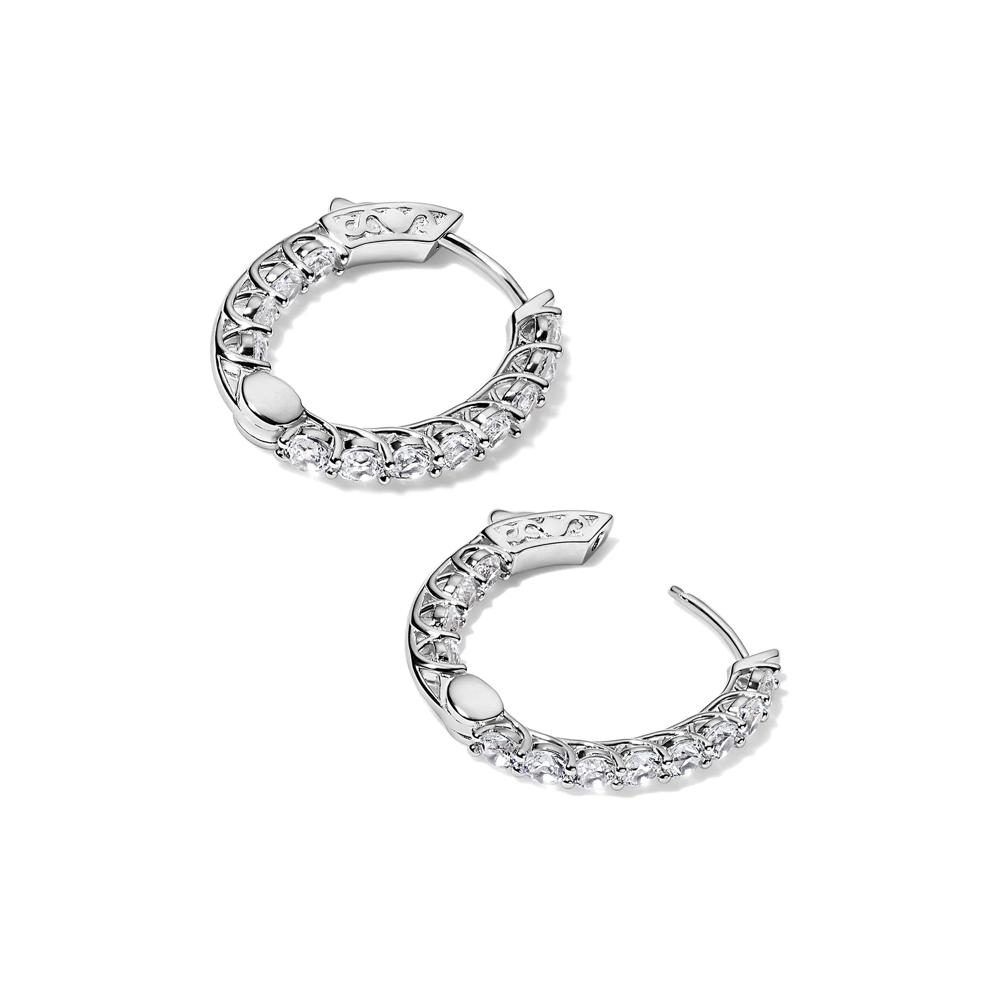 Lab-Created White Sapphire Inside-Out Hoop Earrings in Sterling Silver, 24MM – Image 2 of 2