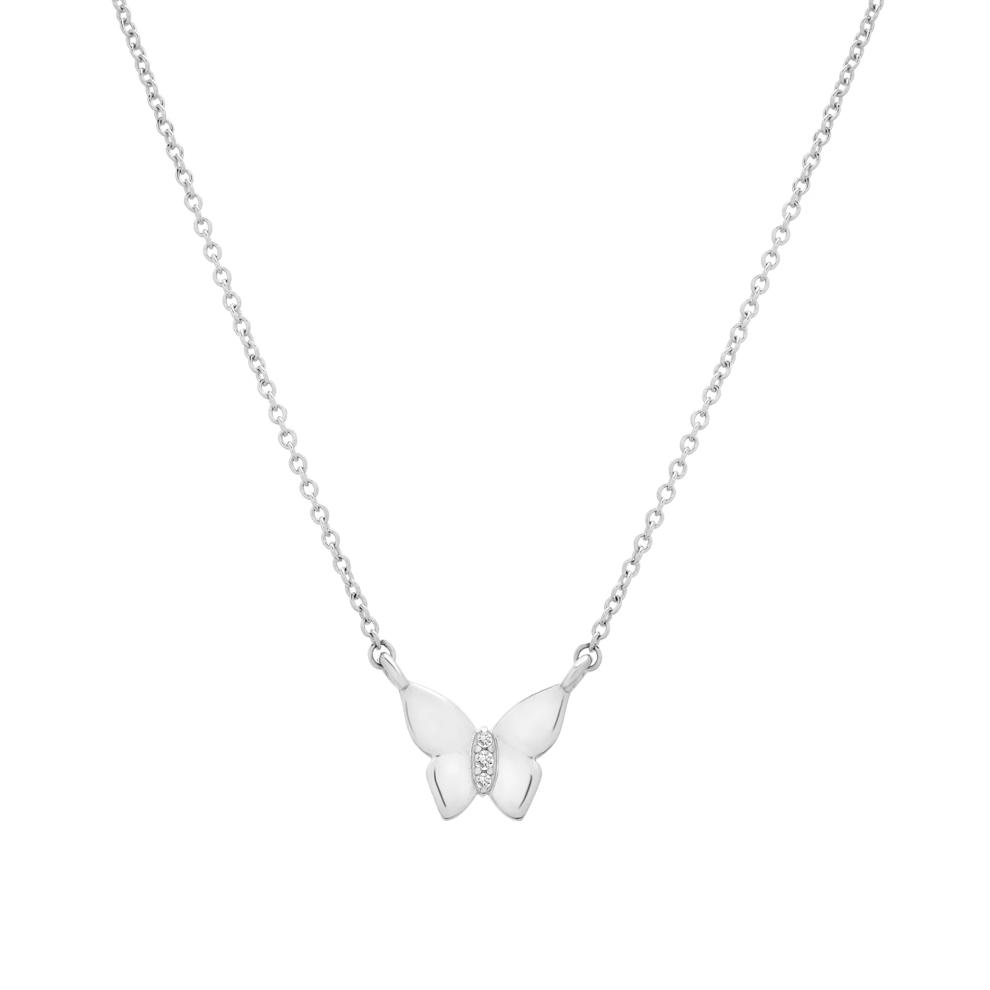 Diamond Accent Butterfly Pendant Necklace in Sterling Silver – Image 1 of 4