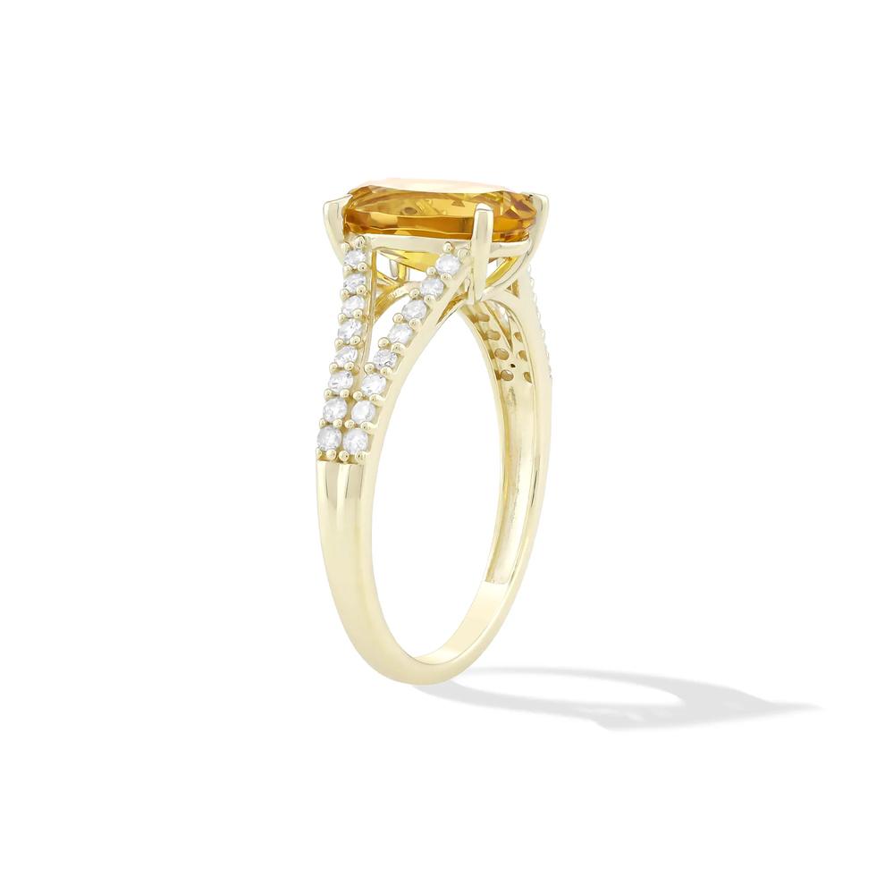 Citrine &amp; Diamond Ring in 10K Yellow Gold (1/4 ct. tw.) – Image 3 of 4