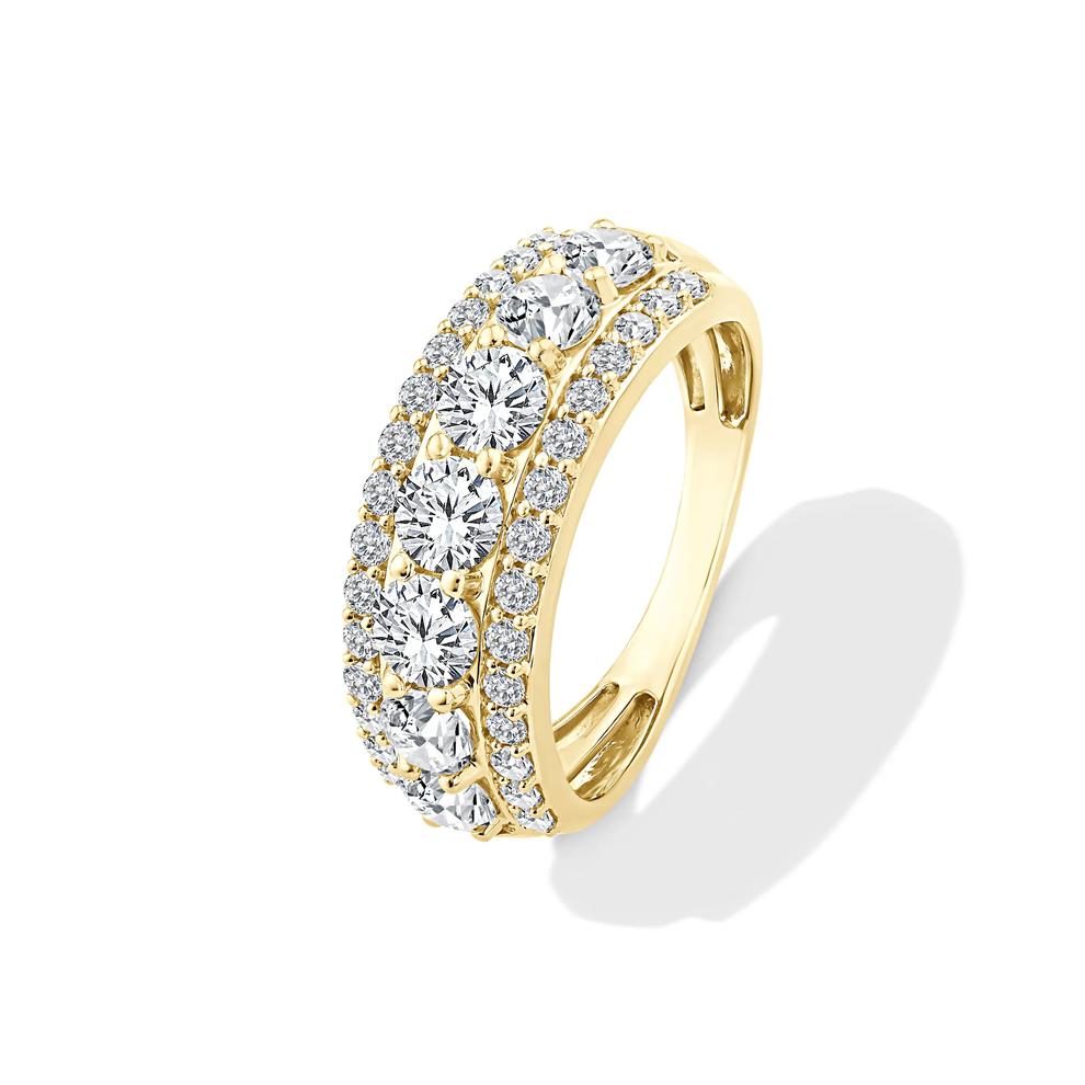 Lab Grown Diamond Round Center Multi-Row Band in 10K Yellow Gold (2 ct. tw.) – Image 4 of 4