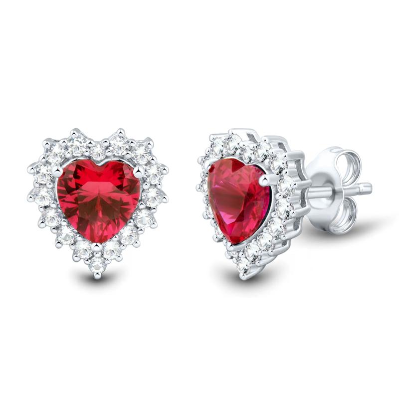 Lab-Created Ruby and Lab-Created White Sapphire Ring, Earring and Pendant Set in Sterling Silver – Image 8 of 9