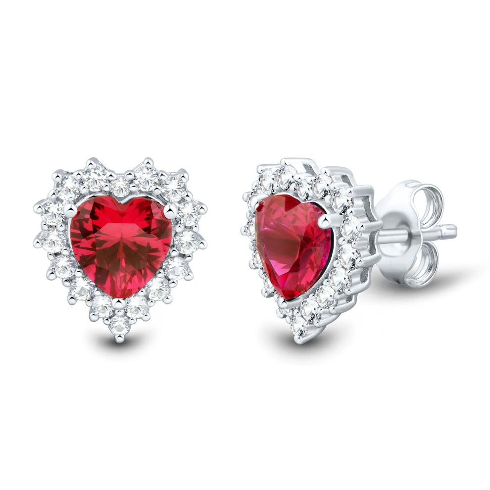 Lab-Created Ruby and Lab-Created White Sapphire Ring, Earring and Pendant Set in Sterling Silver – Image 8 of 9