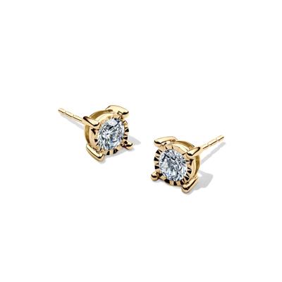 Lab Grown Diamond Round Illusion Stud Earrings in 10K Yellow Gold (3/4 ct. tw.)