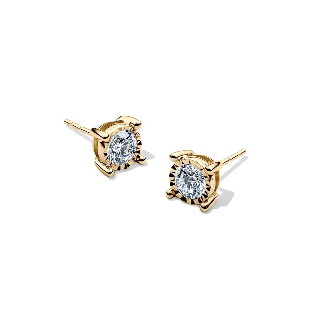 Lab Grown Diamond Round Illusion Stud Earrings in 10K Yellow Gold (3/4 ct. tw.) – Image 1 of 2
