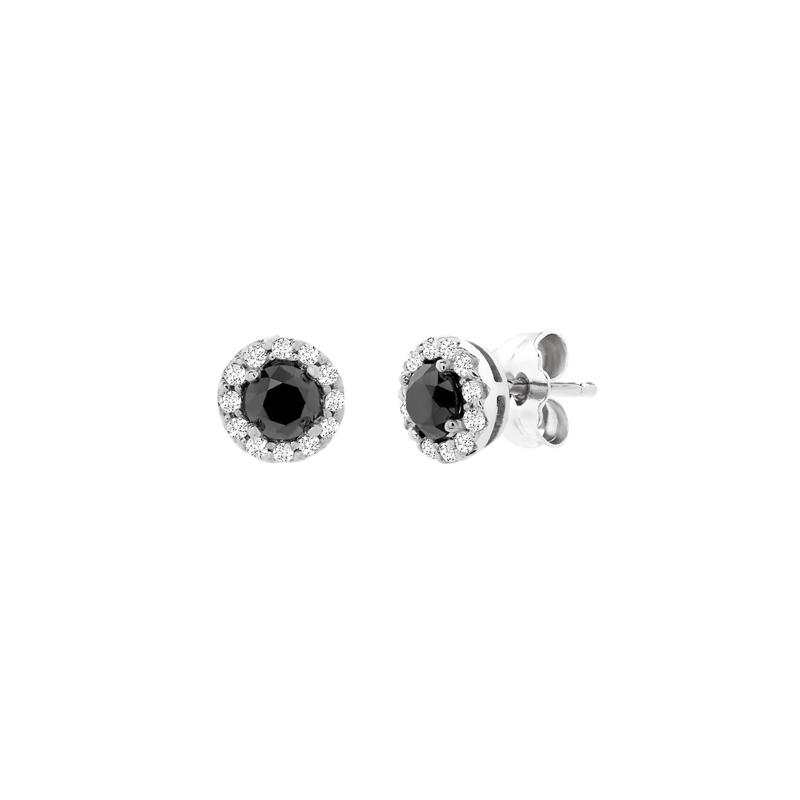 1/2 ct. tw. Black &amp; White Diamond Earrings in 10K White Gold – Image 1 of 1