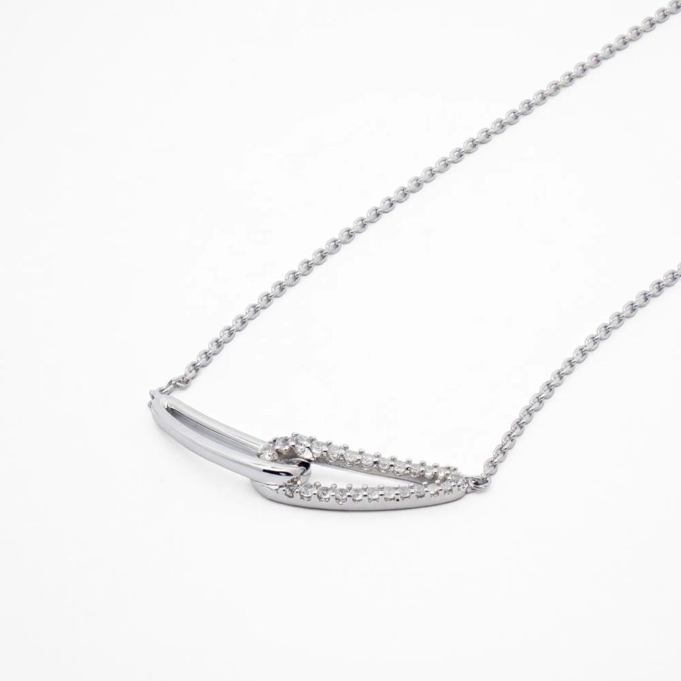 Diamond Interlocking Pendant Necklace in Sterling Silver (1/7 ct. tw.) – Image 4 of 4