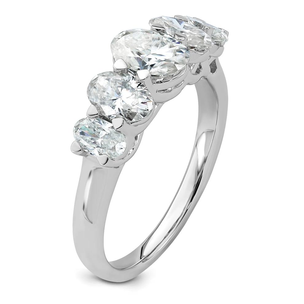 Lab-Created Moissanite Oval Five-Stone Band in 10K White Gold (2 ct. dew) – Image 3 of 3