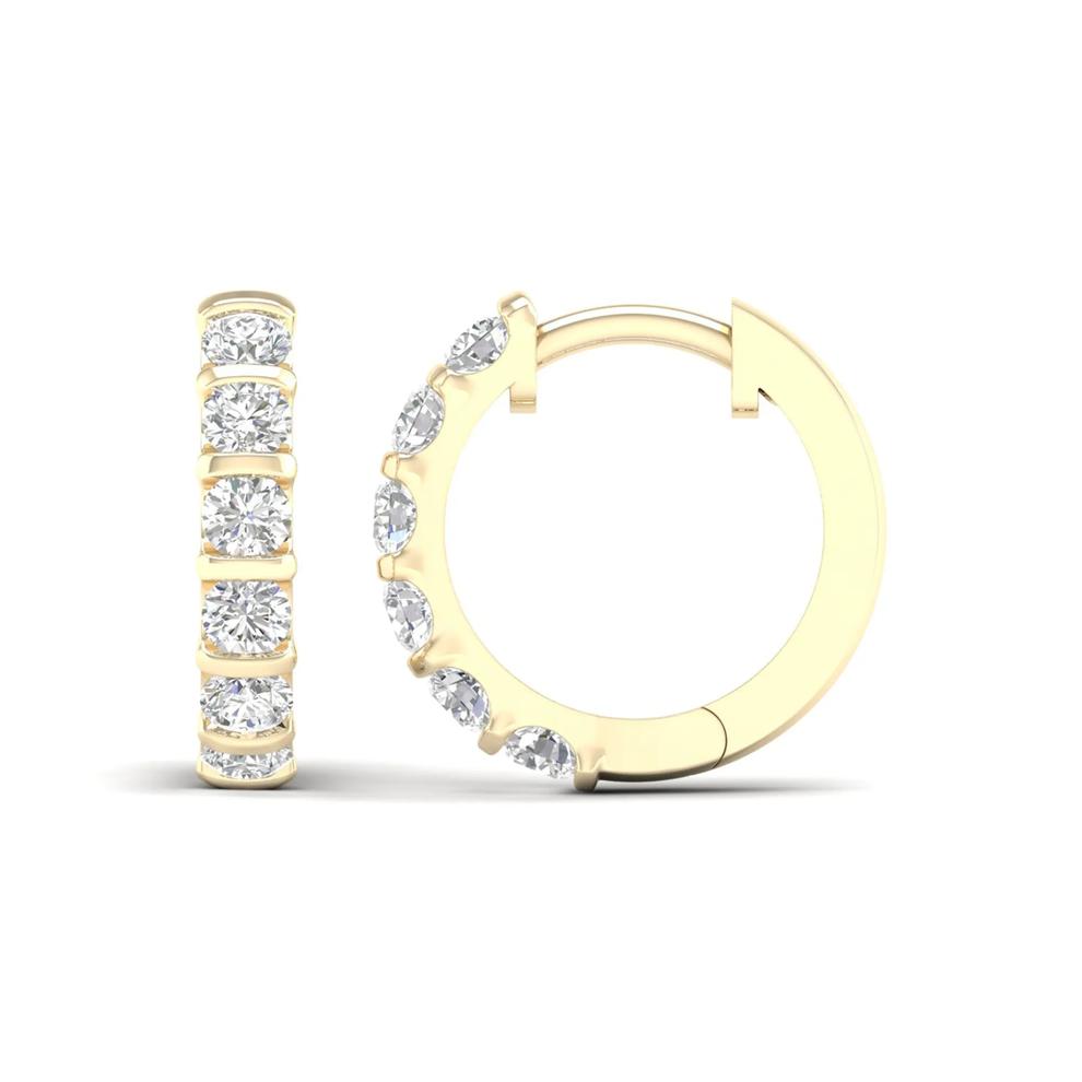 Lab Grown Diamond Hoop Earrings in 10K Yellow Gold (1 ct. tw.) – Image 3 of 4