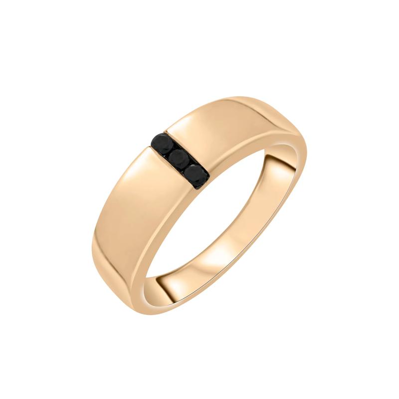 Men&#39;s Black Diamond Band in 10K Yellow Gold &#40;1/10 ct. tw.&#41; – Image 5 of 5