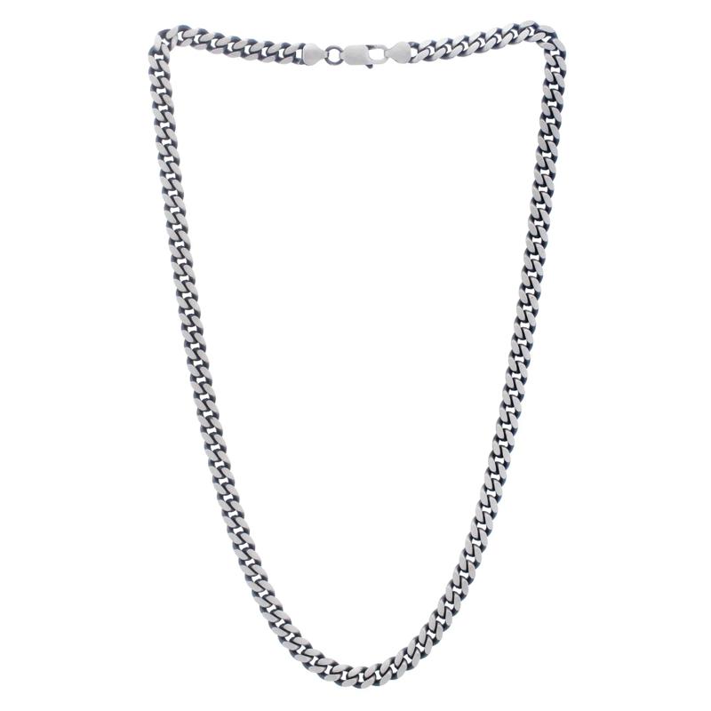 Miami Cuban Gunmetal Finish Chain in Sterling Silver, 7MM, 24&quot; – Image 2 of 3