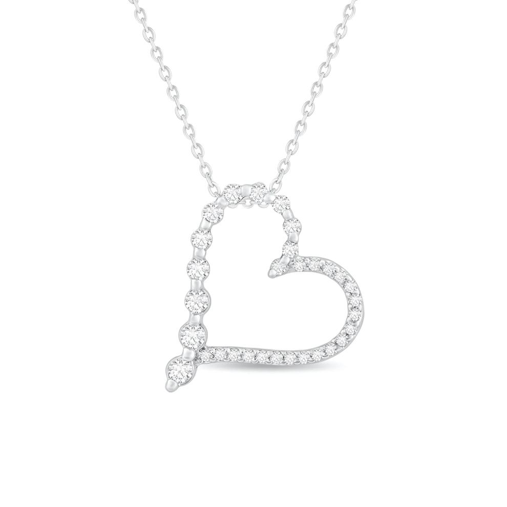Diamond Heart Pendant Necklace in Sterling Silver (1/7 ct. tw.) – Image 1 of 2