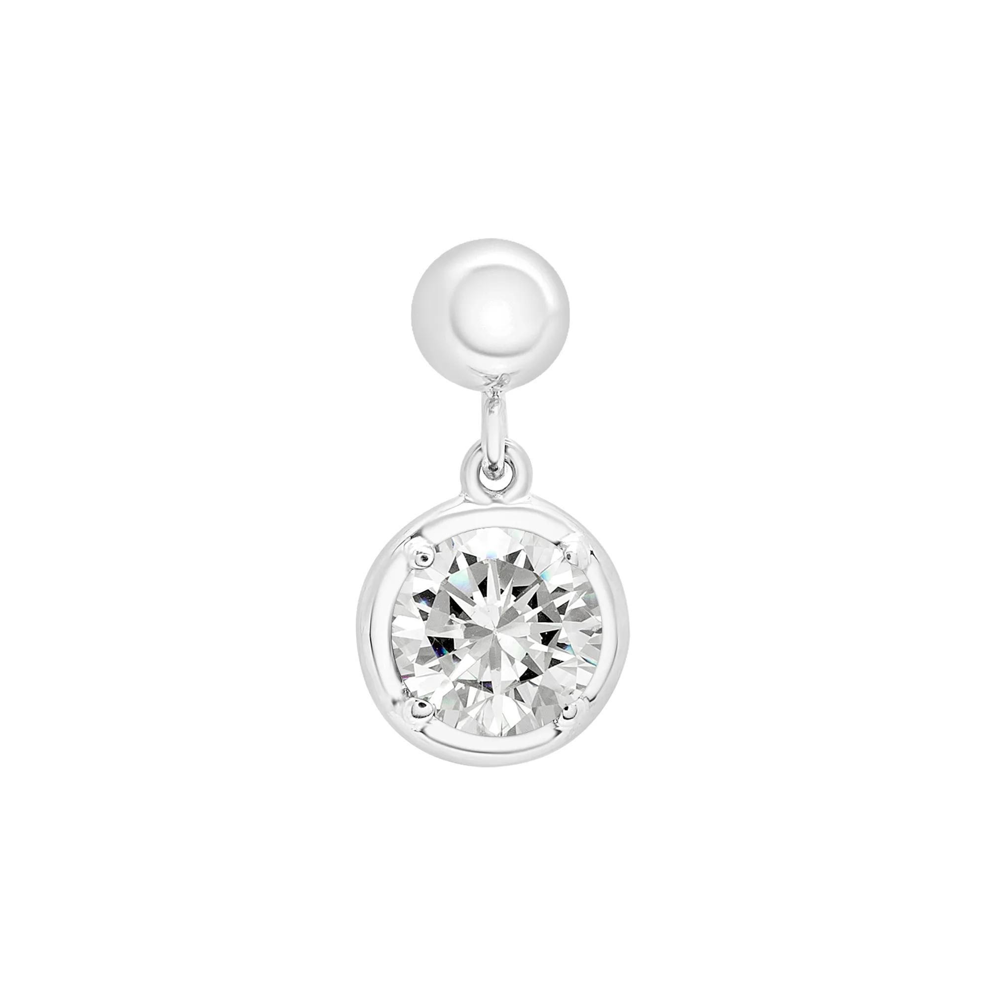 Lab-Created White Sapphire Birthstone Bead Charm | Sterling Silver | Size 13.00mm | Helzberg Amulet Charms