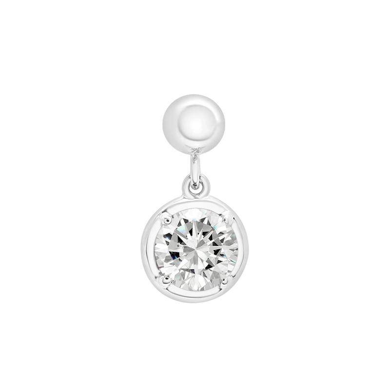 Lab-Created White Sapphire Birthstone Bead Charm in Sterling Silver – Image 1 of 3