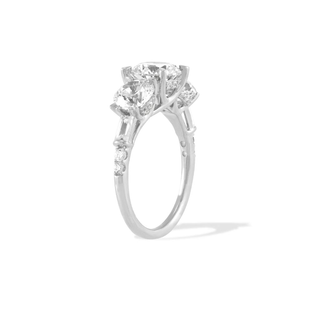 Lab Grown Diamond Round Center Three-Stone Engagement Ring in 14K White Gold (4 1/2 ct. tw.) – Image 3 of 4