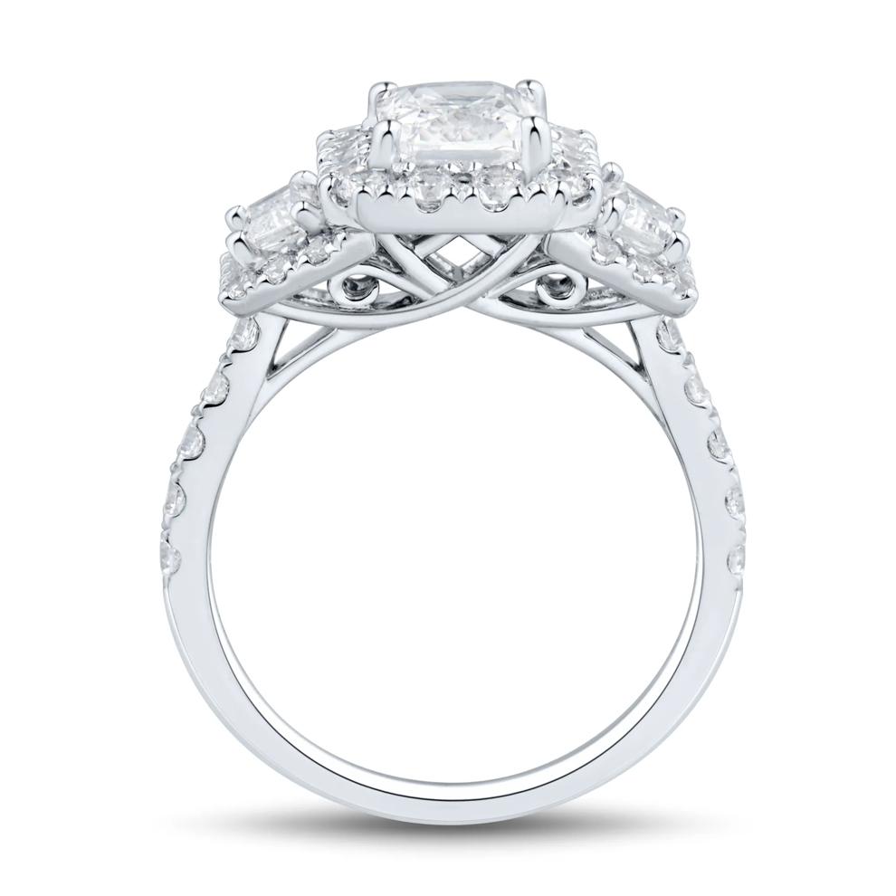 Lab Grown Diamond Radiant Center Trapezoid Three-Stone Engagement Ring in 10K White Gold (3 ct. tw.) – Image 3 of 3