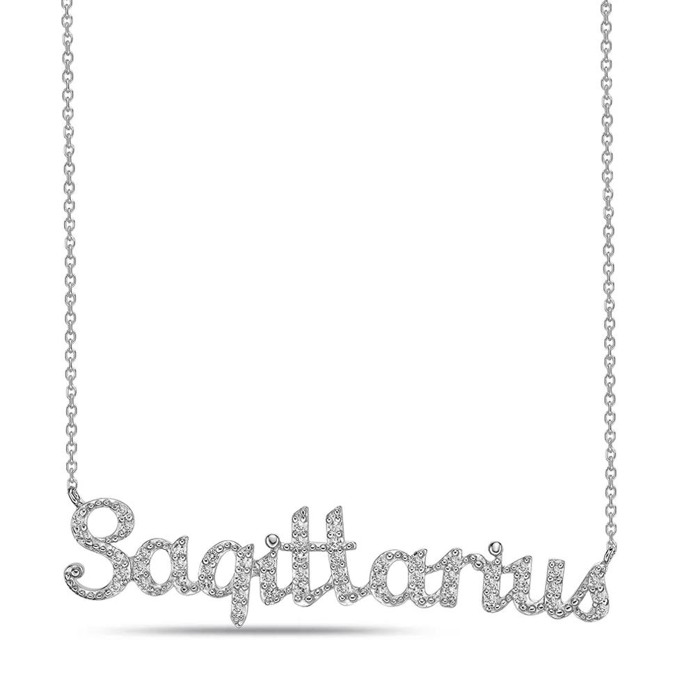 Sagittarius Lab Created White Sapphire Necklace in Sterling Silver – Image 1 of 3