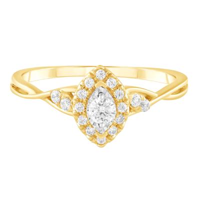Diamond Marquise Halo Promise Ring in 10K Yellow & White Gold (1/5 ct. tw.)