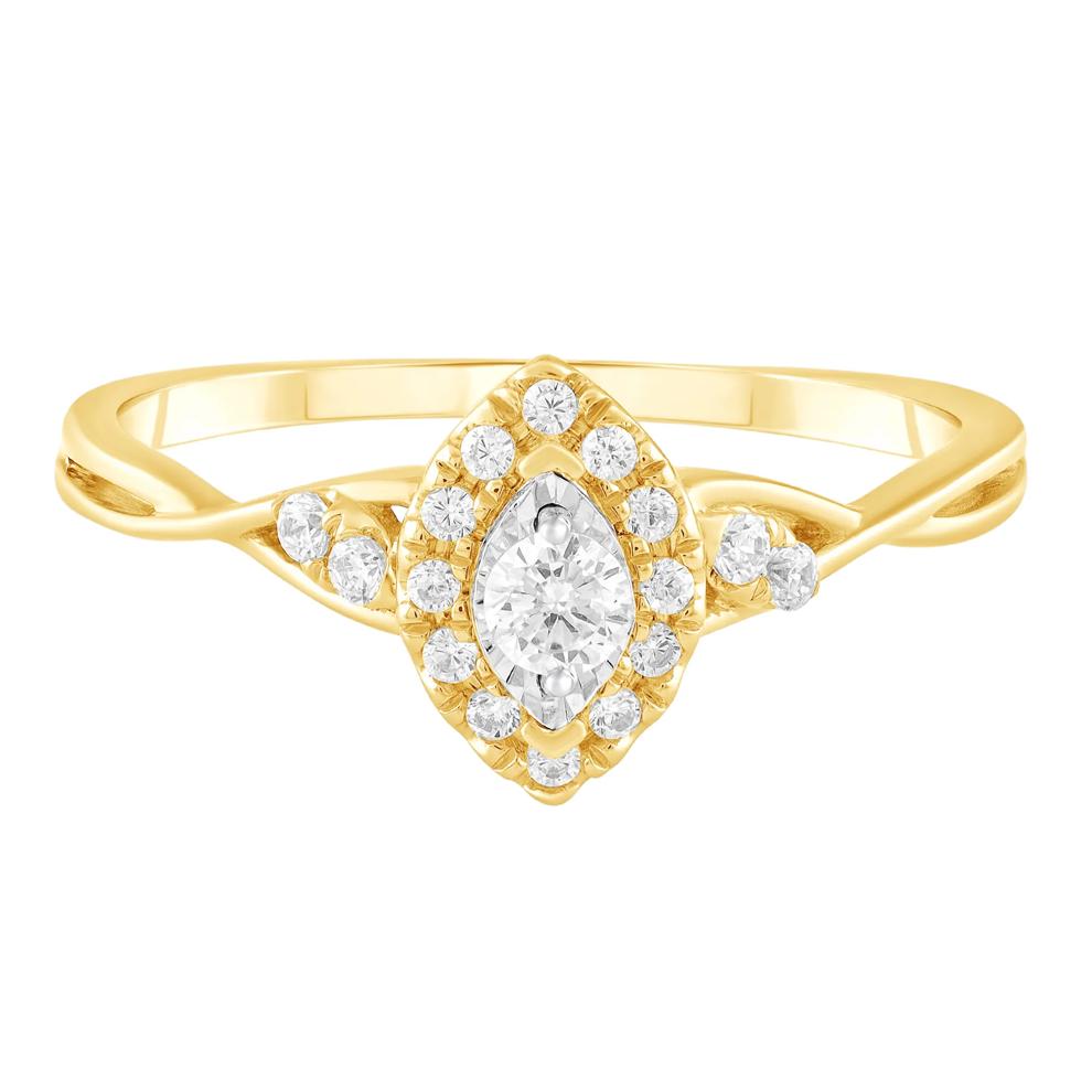 Diamond Marquise Halo Promise Ring in 10K Yellow &amp; White Gold (1/5 ct. tw.) – Image 1 of 3