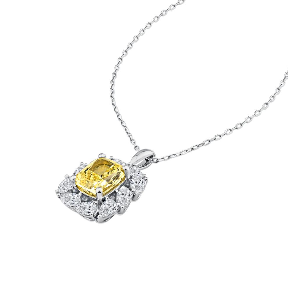 Lab Grown Diamond Yellow Center Pendant Necklace in 14K White Gold (2 7/8 ct. tw.) – Image 2 of 4