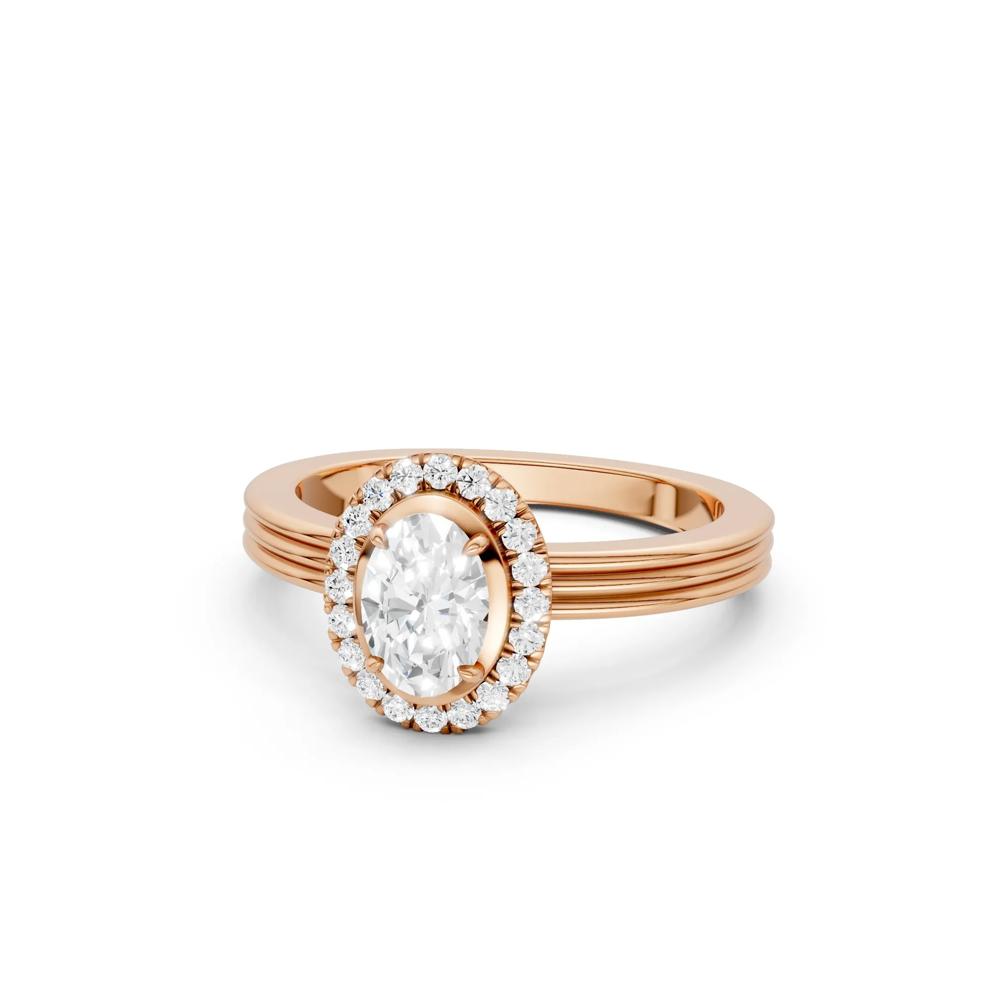 Diamond Oval Halo Engagement Ring in 14K Rose Gold (5/8 ct. tw.) – Image 2 of 5