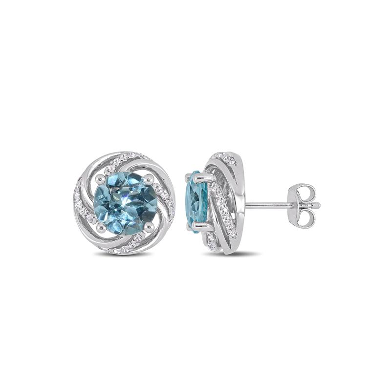 Blue &amp; White Topaz Earrings in Sterling Silver – Image 1 of 2