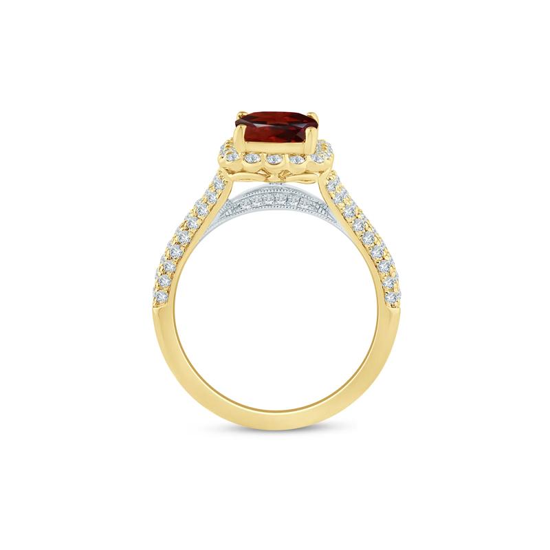 Trista Garnet and Diamond Engagement Ring in 14K Yellow Gold &#40;5/8 ct. tw.&#41; – Image 2 of 3