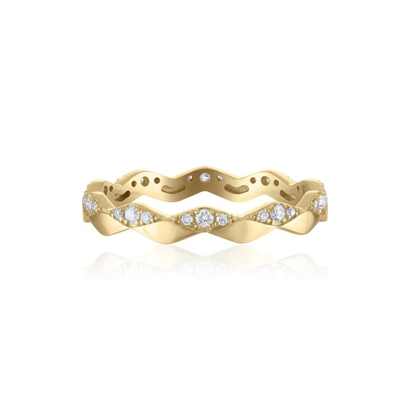 Wavy Diamond Stack Band in 14K Yellow Gold &#40;1/5 ct. tw.&#41; – Image 1 of 3