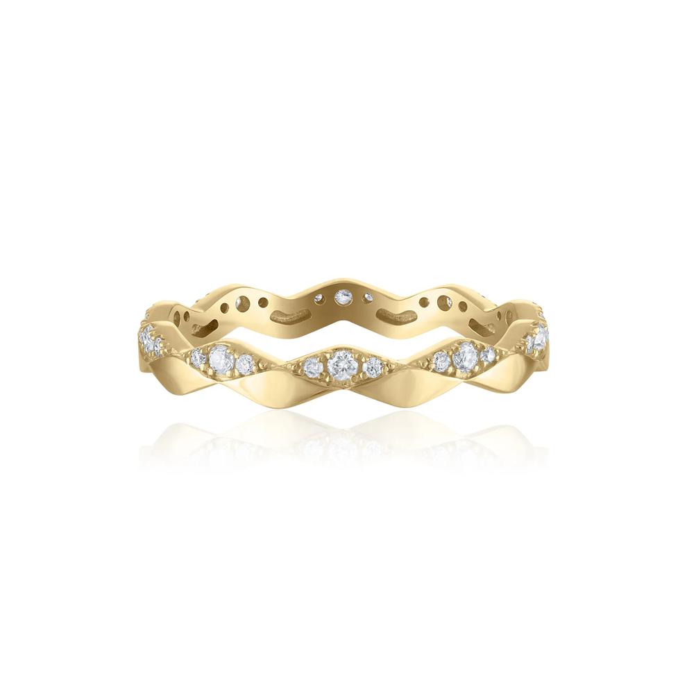 Wavy Diamond Stack Band in 14K Yellow Gold (1/5 ct. tw.) – Image 1 of 3
