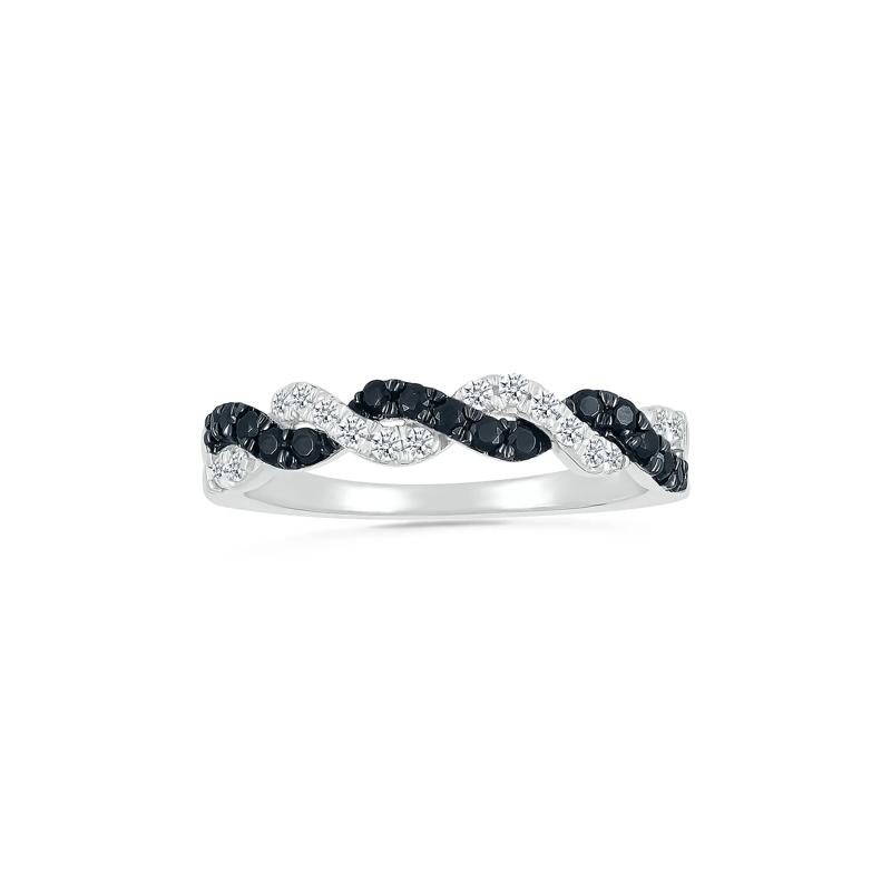 Black and White Diamond Twist Band in Sterling Silver &#40;3/8 ct. tw.&#41; – Image 1 of 5
