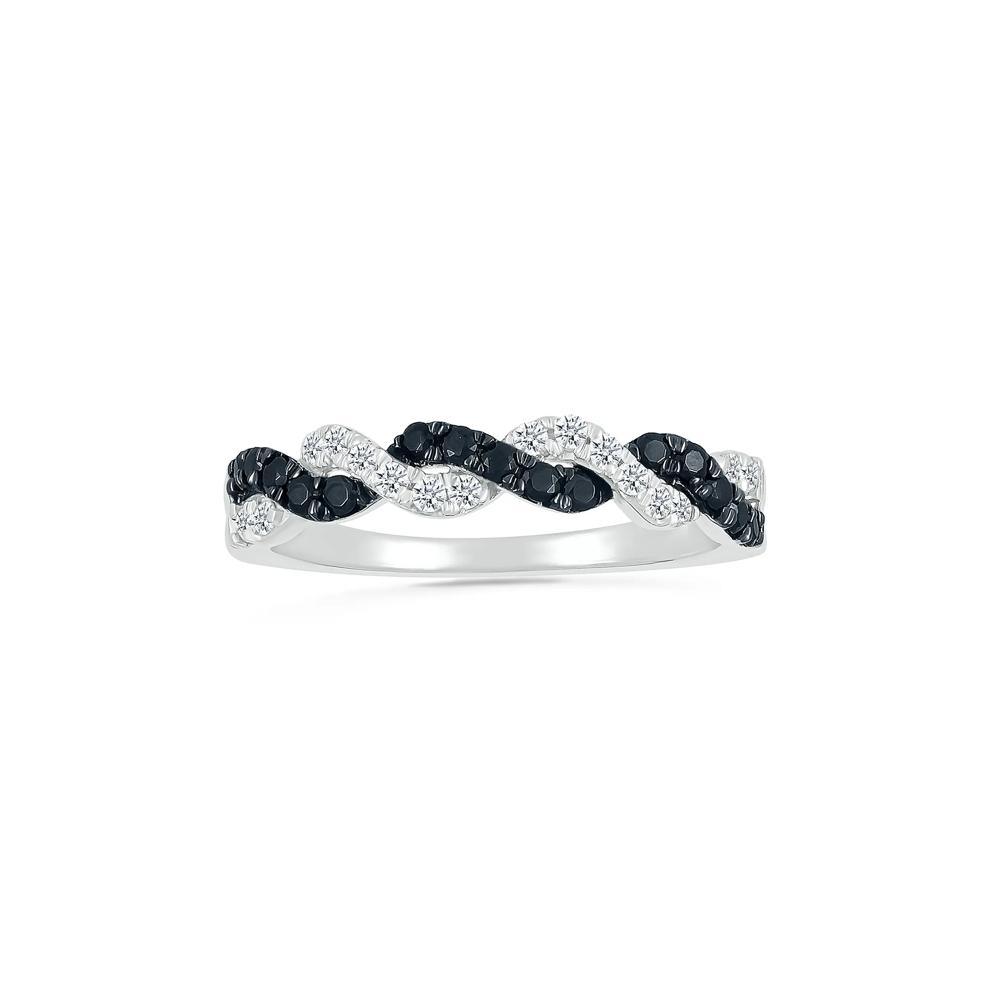 Black and White Diamond Twist Band in Sterling Silver (3/8 ct. tw.) – Image 1 of 5