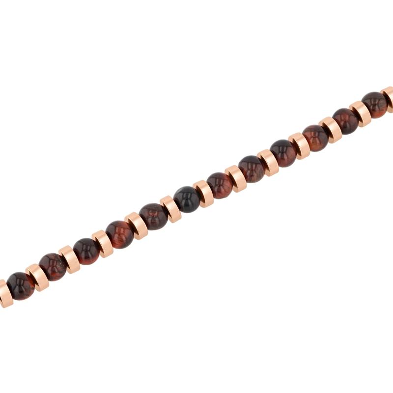 Men&#39;s Tiger Eye Bead Bracelet in Rose Gold Vermeil – Image 3 of 3