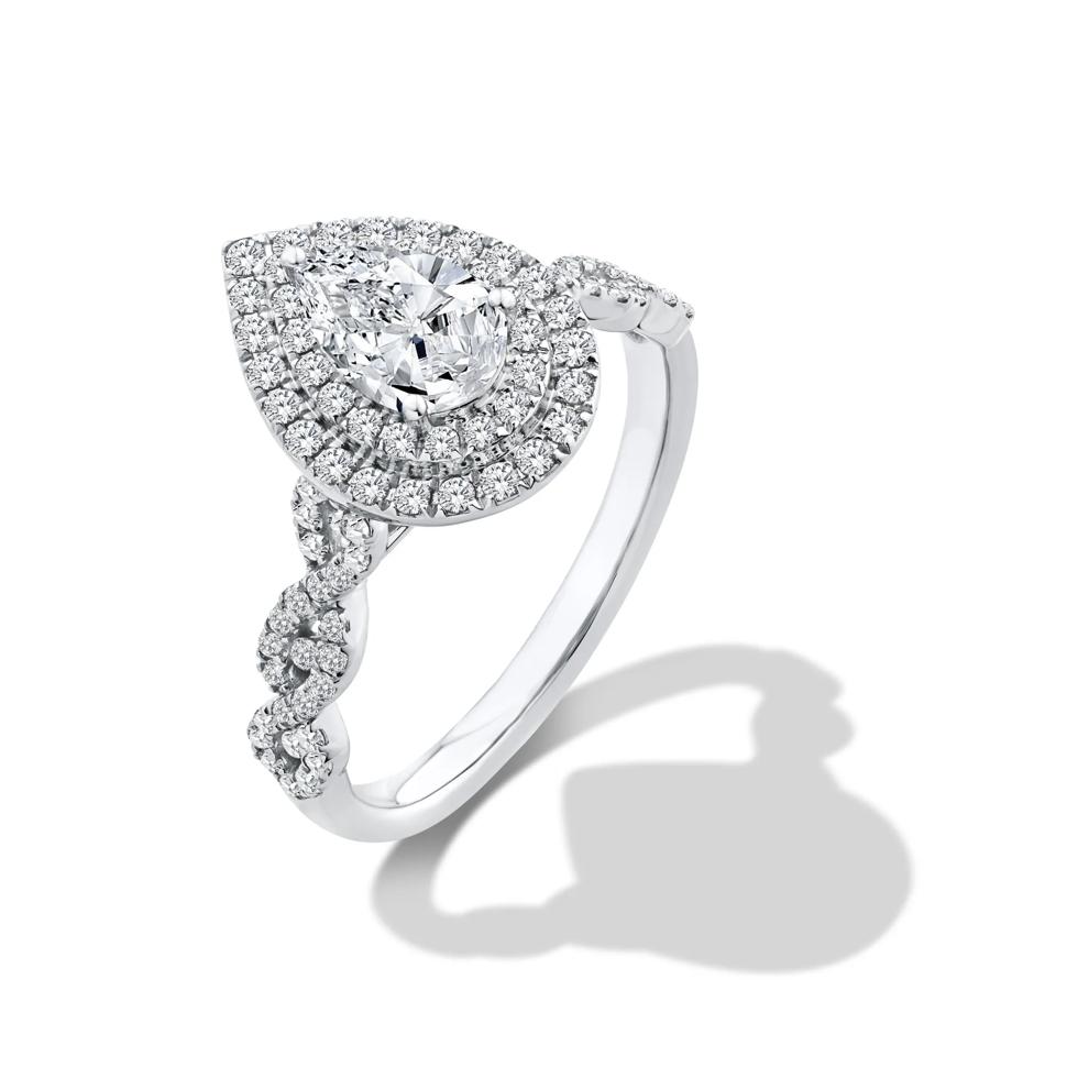 Lab Grown Diamond Pear-Shaped Halo Engagement Ring in 10K White Gold (1 1/5 ct. tw.) – Image 4 of 4