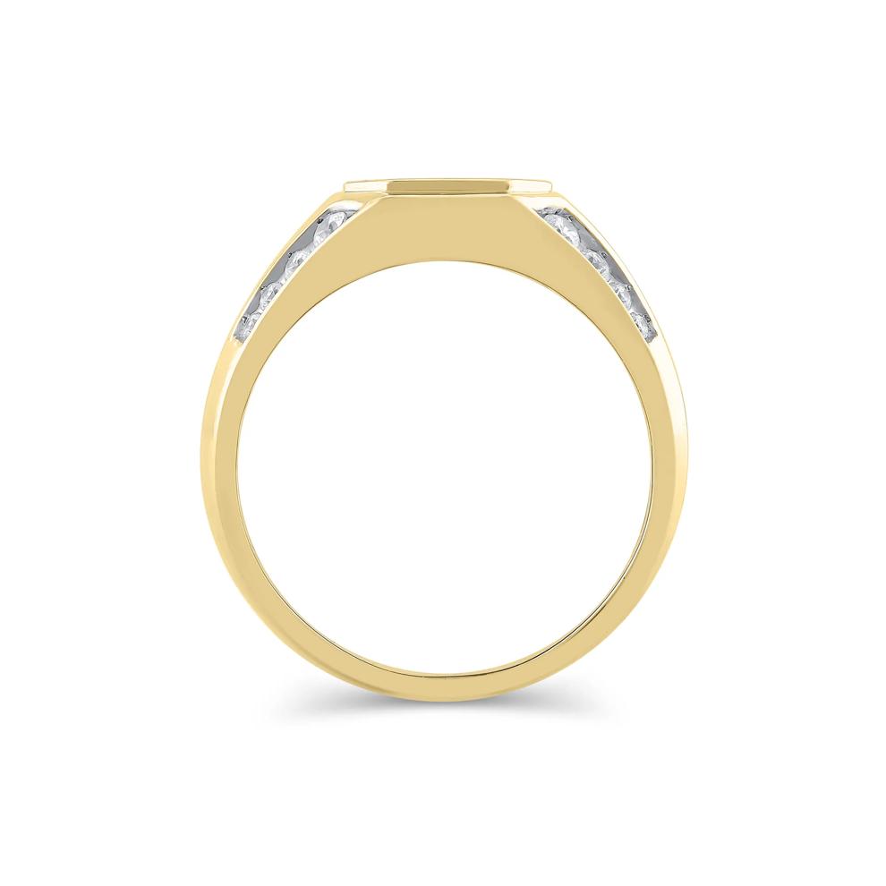 Men's Lab Grown Diamond Signet Ring in 10K Yellow Gold (3/8 ct. tw.) – Image 2 of 3
