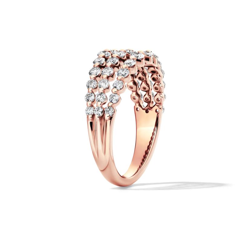 Lab Grown Diamond Three-Row Anniversary Band in 10K Rose Gold (1 ct. tw.) – Image 3 of 4