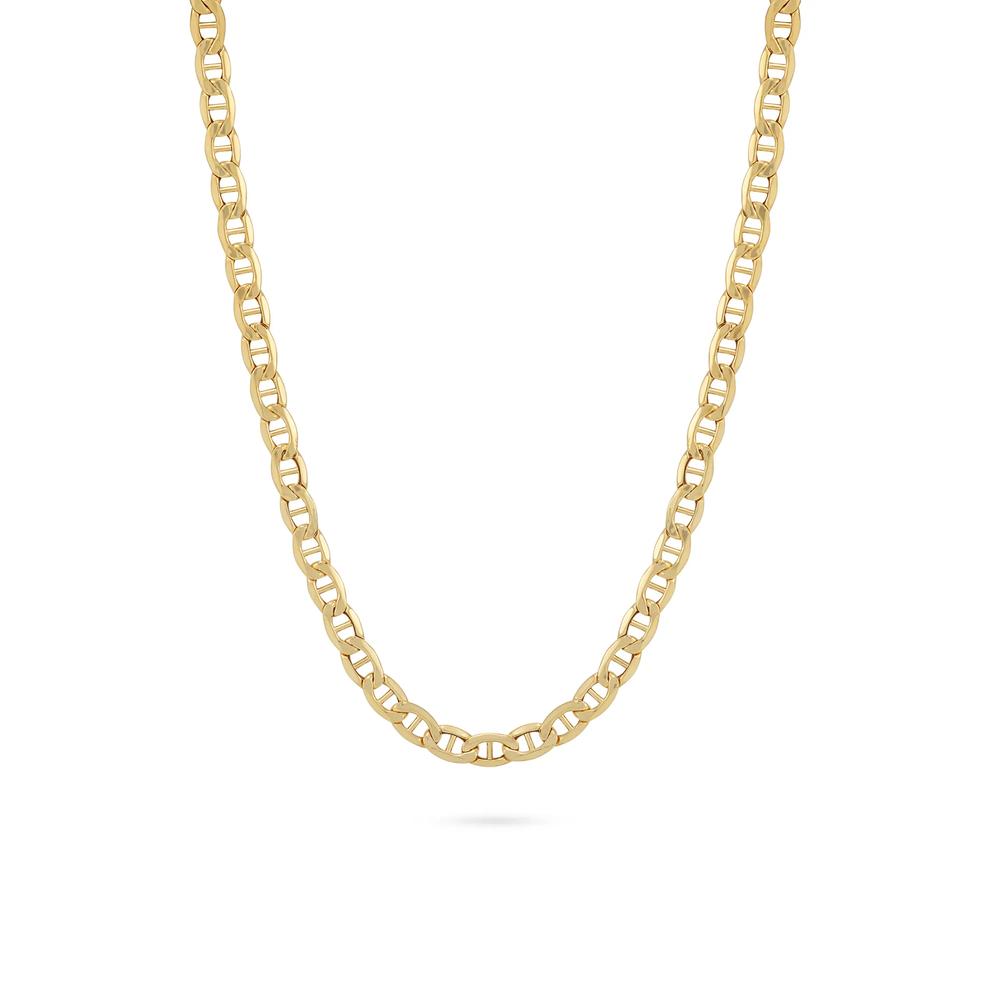 Hollow Beveled Marine Link Chain in 14K Yellow Gold, 3.4mm, 20" – Image 1 of 4