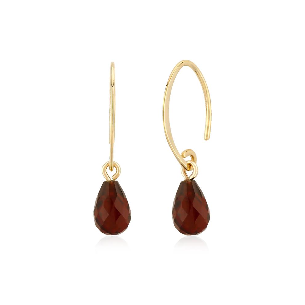 Briolette Gemstone Ear Wire Drop Earrings in 14K Yellow Gold – Image 3 of 8