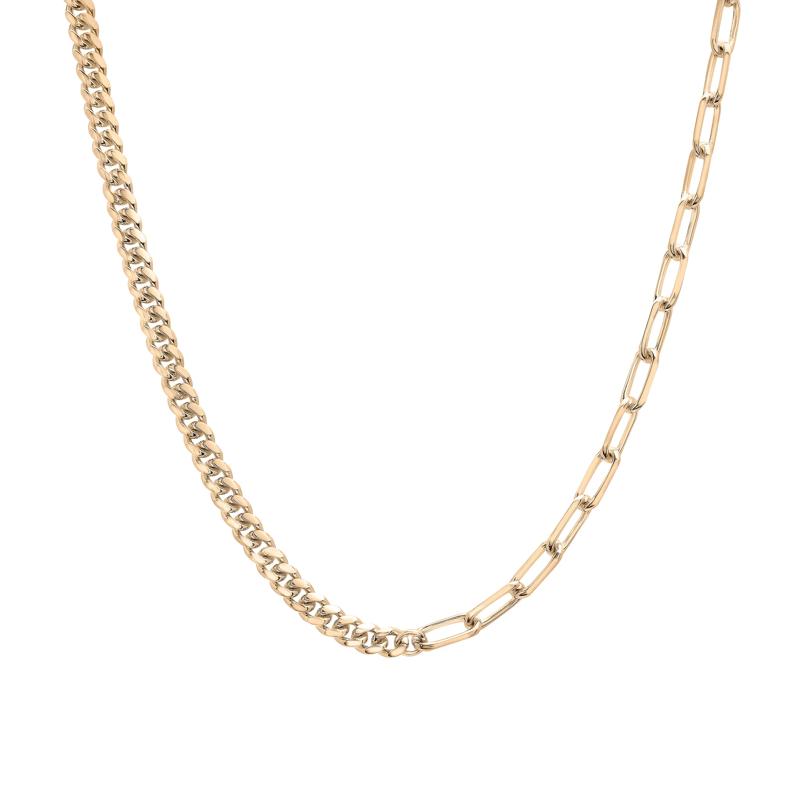 Curb and Paperclip Chain Necklace in Vermeil, 18&quot; – Image 1 of 6