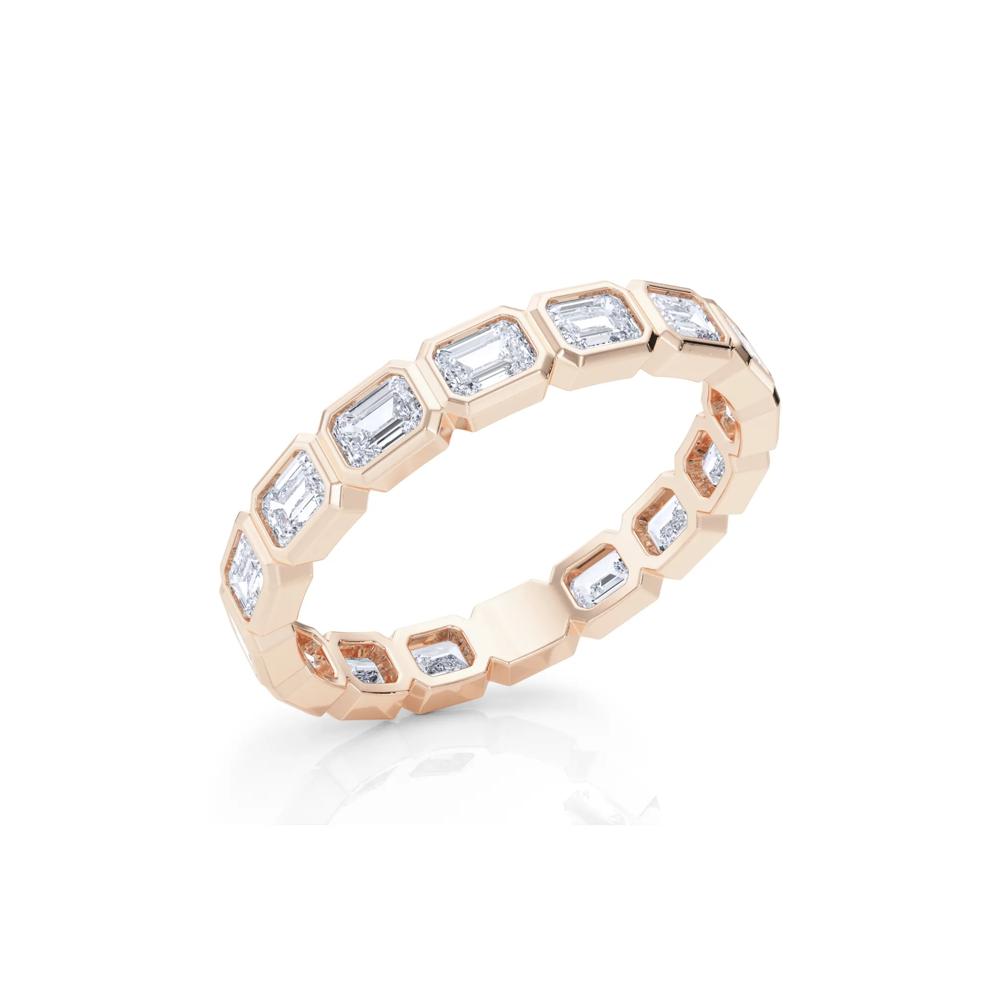 Lab Grown Diamond Bezel-Set Emerald-Cut True Eternity Band in 14K Rose Gold  – Image 5 of 5