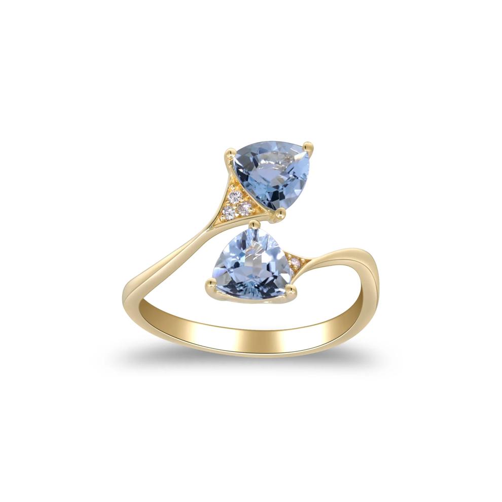 Aquamarine and Diamond Accent Bypass Ring in 10K Yellow Gold – Image 5 of 5