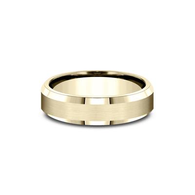 Men’s Bevel Edge Satin Wedding Band in 10K Gold, 6MM