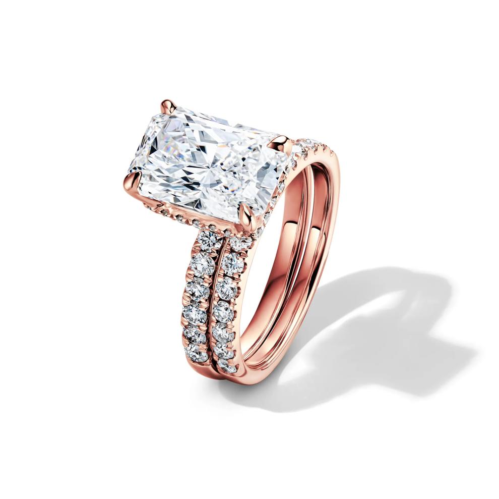 Lab Grown Diamond Radiant-Cut Bridal Set in 14K Rose Gold (5 ct. tw.) – Image 6 of 6