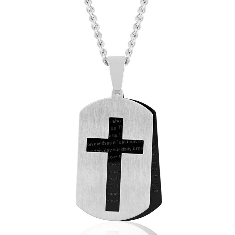 Lord&rsquo;s Prayer Pendant in Sterling Silver and Stainless Steel  – Image 1 of 3