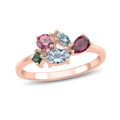 Personalized Gemstone and Diamond Accent Cluster Ring