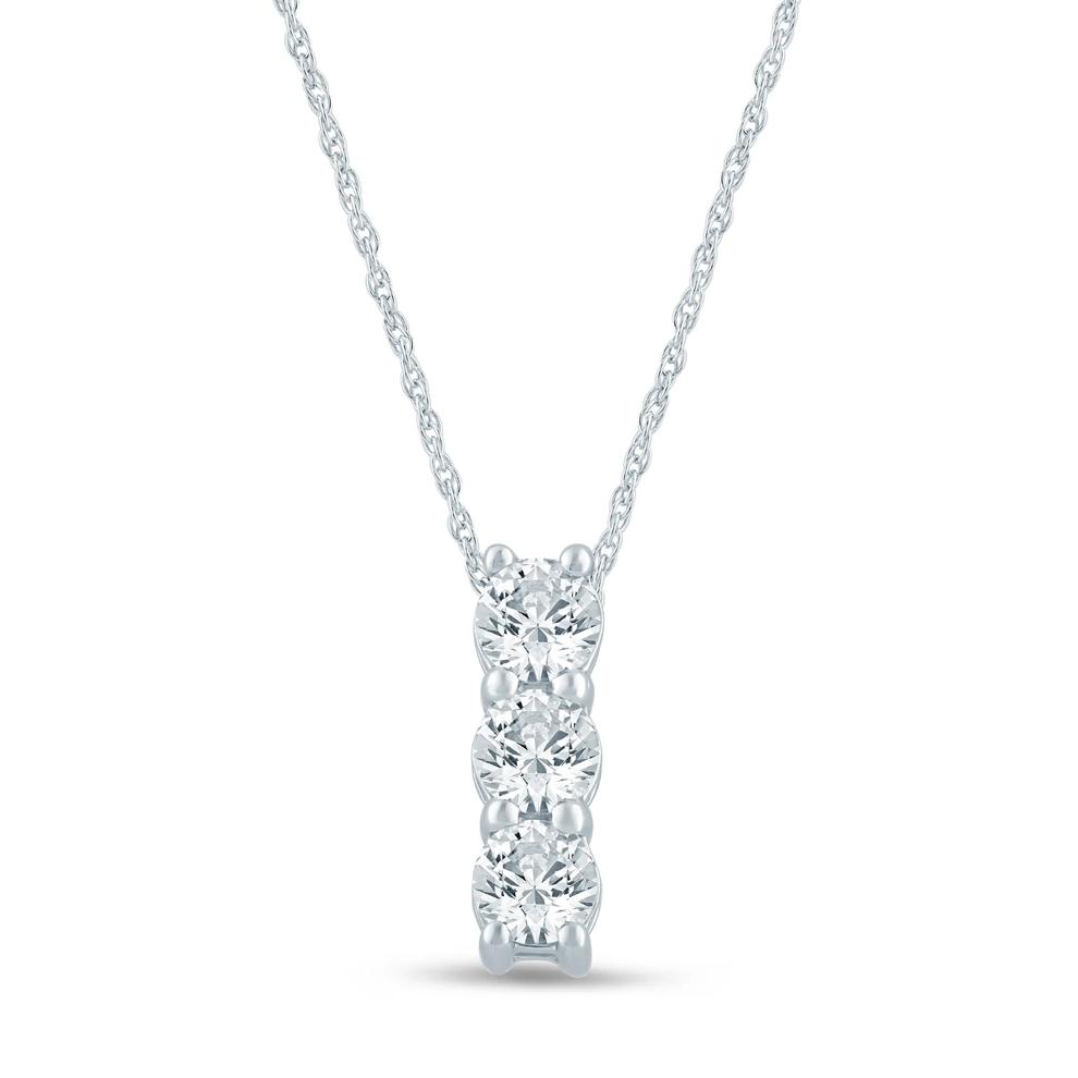 Lab Grown Diamond Three-Stone Pendant in 10K White Gold (5/8 ct. tw.) – Image 1 of 3