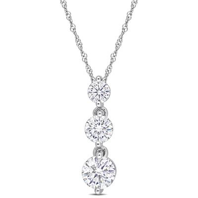 Moissanite Pendant with Three-Stone Drop in Sterling Silver (1 2/5 ct. dew)