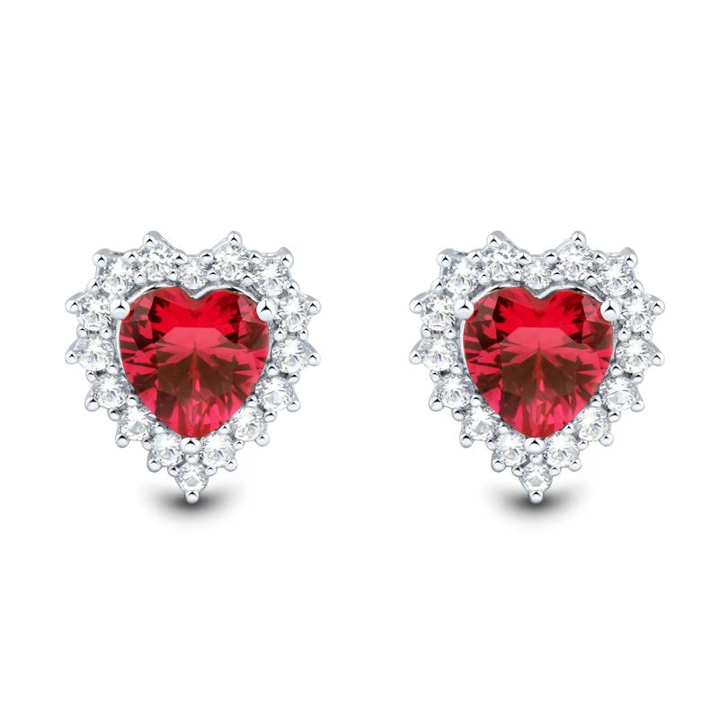 Lab-Created Ruby and Lab-Created White Sapphire Ring, Earring and Pendant Set in Sterling Silver – Image 9 of 9